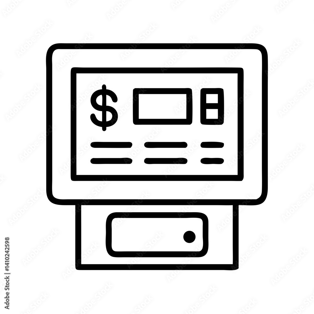 ATM Icon in Simple Line Art Style ATM Icon in Simple Line Art Style