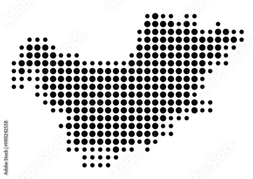 Symbol Map of the Province North West (South Africa) showing the territory with a pattern of black circles
