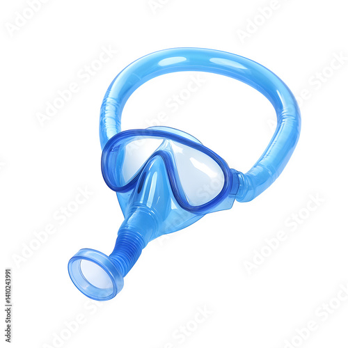 A standalone snorkeling tube, flexible with mouthpiece, isolated on white