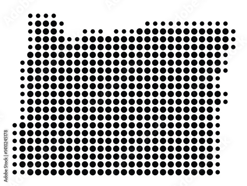 Symbol Map of the State Oregon (United States of America) showing the state with a pattern of black circles
