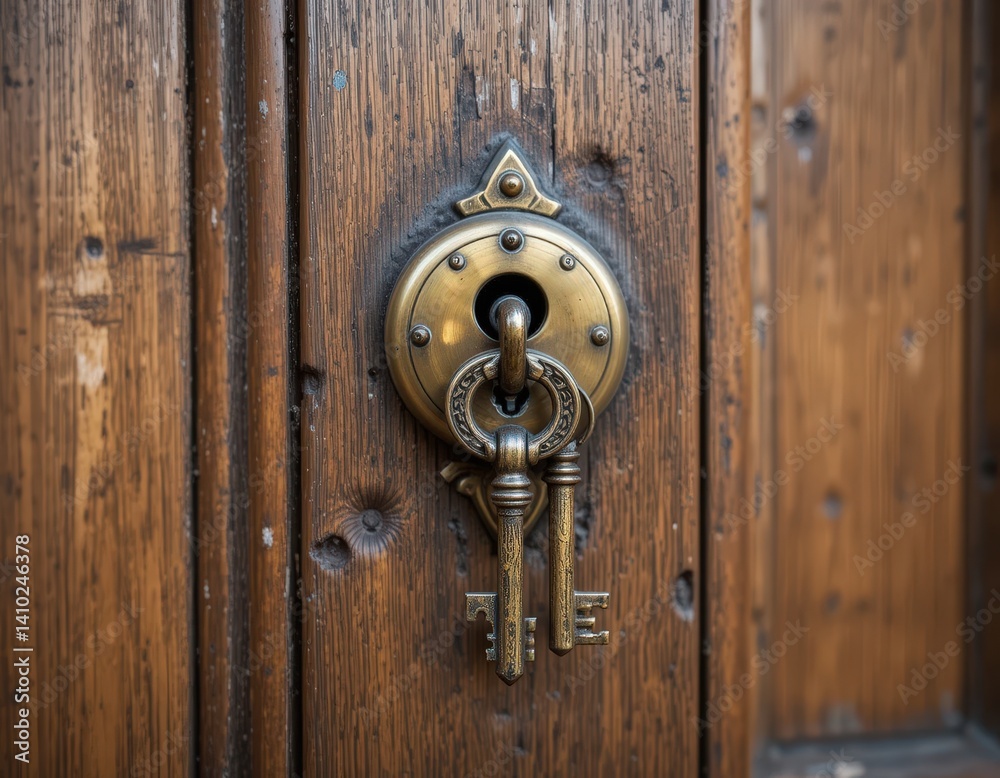 A close-up view of a weathered wooden door, showcasing its rich texture and intricate grain patterns. Several vintage keyholes are visible, hinting at stories of the past. A close-up view of a weathered wooden door, showcasing its rich texture and intricate grain patterns. Several vintage keyholes are visible, hinting at stories of the past.