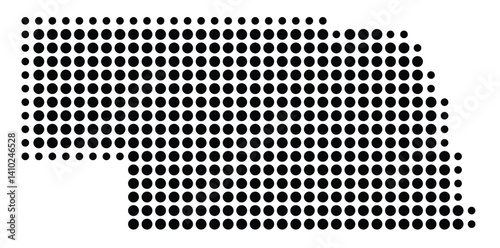 Symbol Map of the State Nebraska (United States of America) showing the state with a pattern of black circles