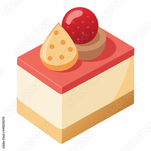 A round cake topped with a fresh strawberry, showcasing a smooth frosting and a simple, elegant design.