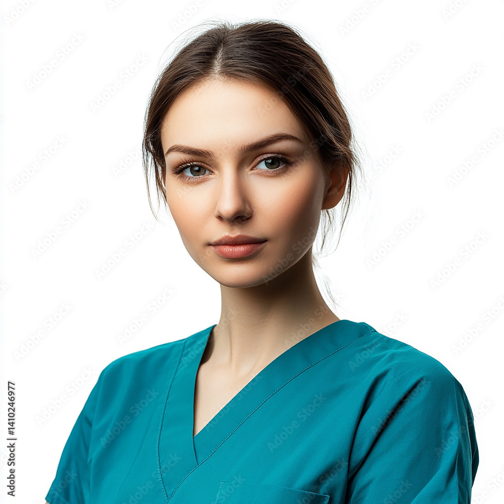 Beautiful nurse close-up, doctor and nurse portrait close-up