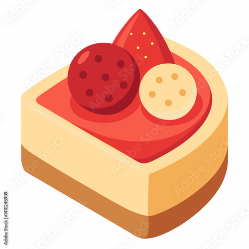 A round cake topped with a fresh strawberry, showcasing a smooth frosting and a simple, elegant design.