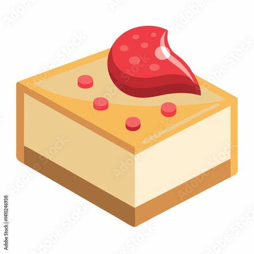 A round cake topped with a fresh strawberry, showcasing a smooth frosting and a simple, elegant design.