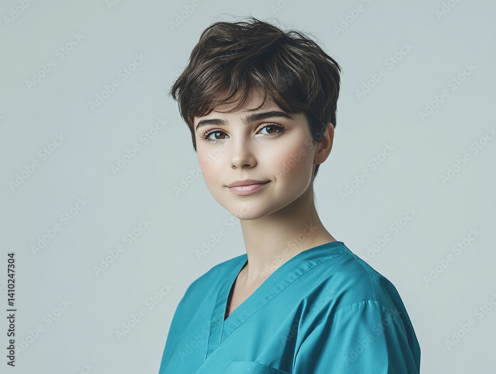 Beautiful nurse close-up, doctor and nurse portrait close-up