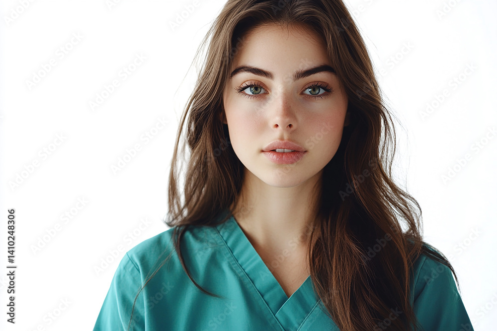 Beautiful nurse close-up, doctor and nurse portrait close-up