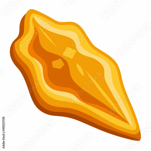 A close-up view of a golden stone with a smooth surface, reflecting light and showcasing its rich golden hue.