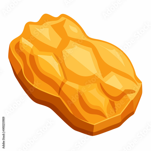 A close-up view of a golden stone with a smooth surface, reflecting light and showcasing its rich golden hue.