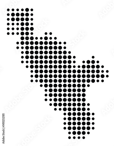 Symbol Map of the County Halland (Sweden) showing the territory with a pattern of black circles
