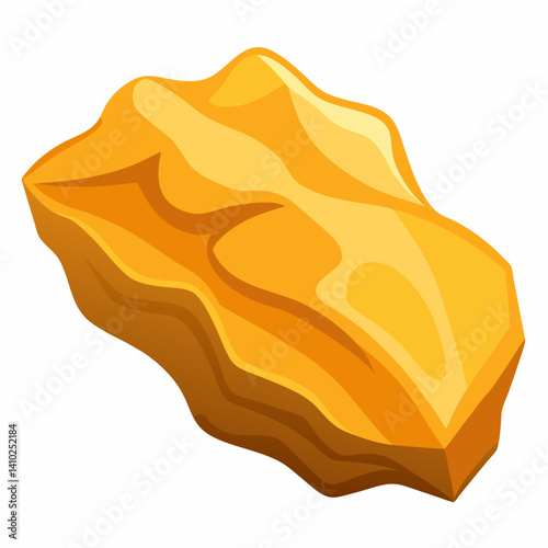 A close-up view of a golden stone with a smooth surface, reflecting light and showcasing its rich golden hue.