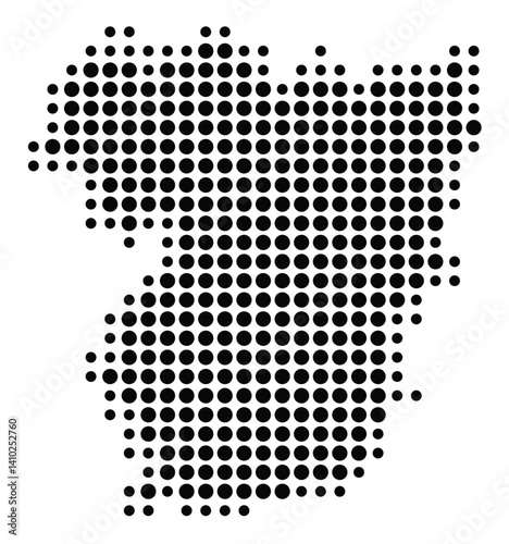 Symbol Map of the District Vila Real (Portugal) showing the territory with a pattern of black circles