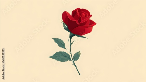 A red rose is shown on a white background