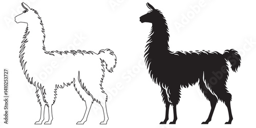 Classic llama silhouette – clean and simple vector art for eco-friendly and animal-based designs – llama silhouette – llama vector – llama illustration – llama outline – llama icon – llama line art

