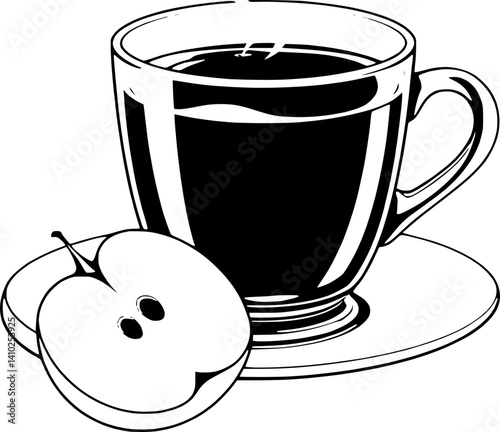 Warm Apple Cider in a Glass Mug with a Slice of Apple