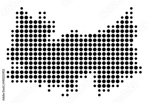 Symbol Map of the District Coimbra (Portugal) showing the territory with a pattern of black circles