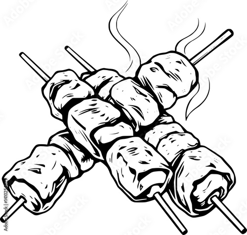 Delicious Grilled Meat Skewers Smoking Hot and Ready