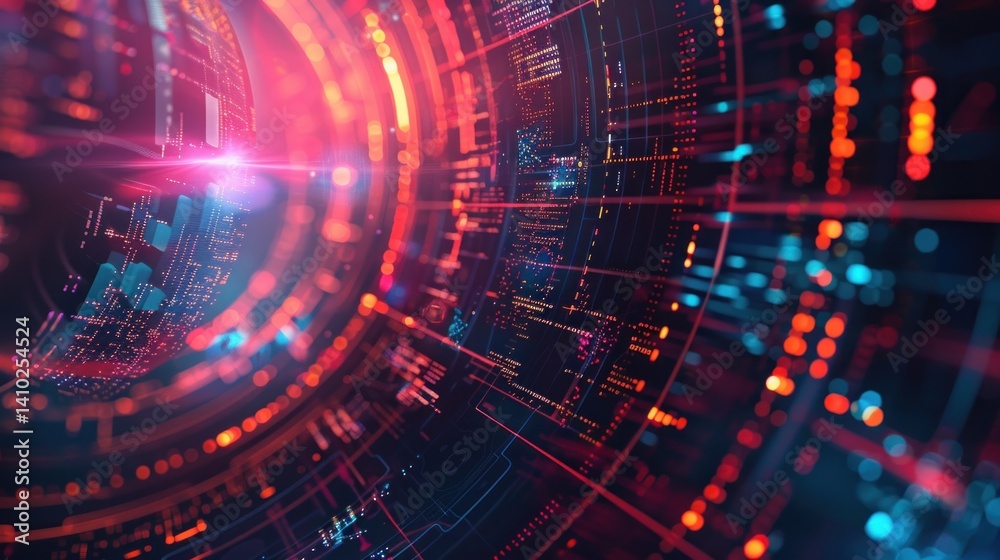 Obraz premium Futuristic abstract circular digital technology network connection texture background