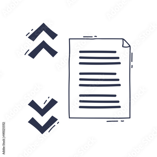 An arrow icon jumps over a list, symbolizing navigation or prioritization.