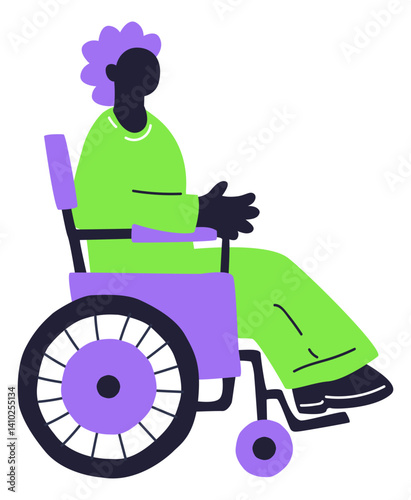 Illustration of an African American woman in a wheelchair, symbolizing empowerment and accessibility.