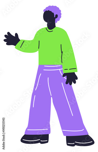 Illustration of a stylish Afro-American man in vibrant clothing, symbolizing modern fashion and diversity.