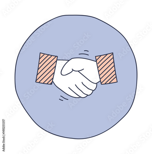 Illustration of a handshake symbolizing agreement and partnership.