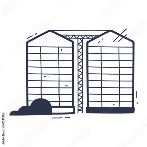 Illustration of two storage silos connected by a bridge, symbolizing efficient storage solutions.