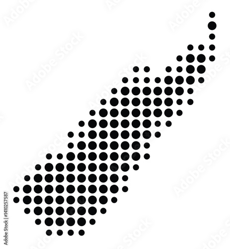 Symbol Map of the Unitary Authority Nelson City (New Zealand) showing the territory with a pattern of black circles