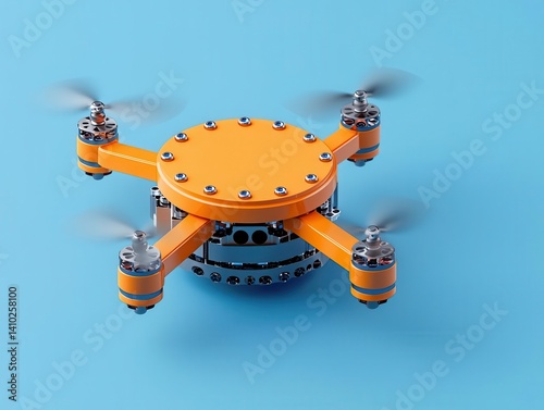 Isometric technical drawing of a pancake motor for drones, focusing on compactness and torque output