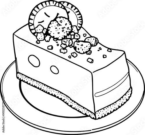 Delicious Cheesecake Slice With Cookie Crumble Topping