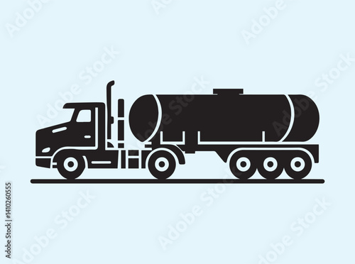 Side View Silhouette of Tanker Truck