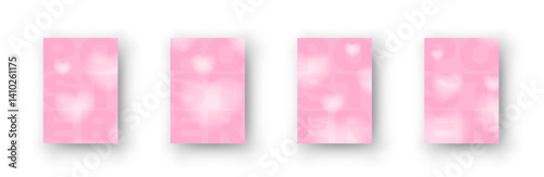 Blurry hearts on soft pink poster background.
Romantic glowing heart visuals
