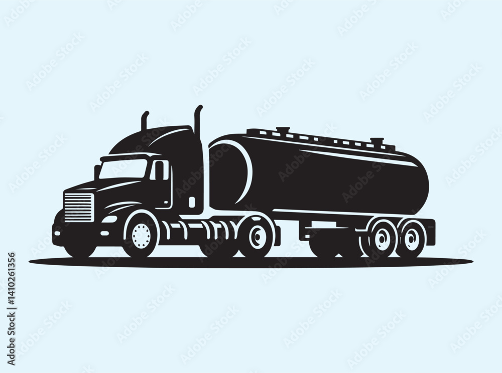 Fototapeta premium Fuel Truck Black Outline Illustration