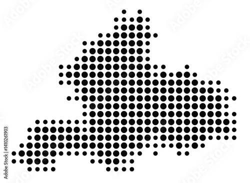 Symbol Map of the Province Gelderland (Netherlands) showing the territory with a pattern of black circles