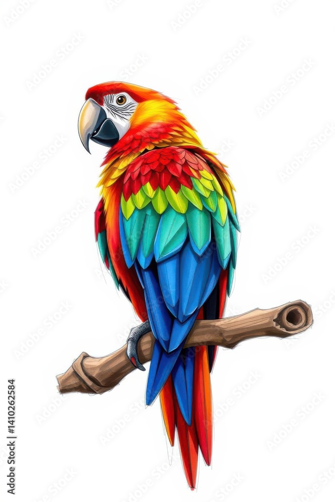 Fototapeta premium Colorful Parrot Perched on Branch