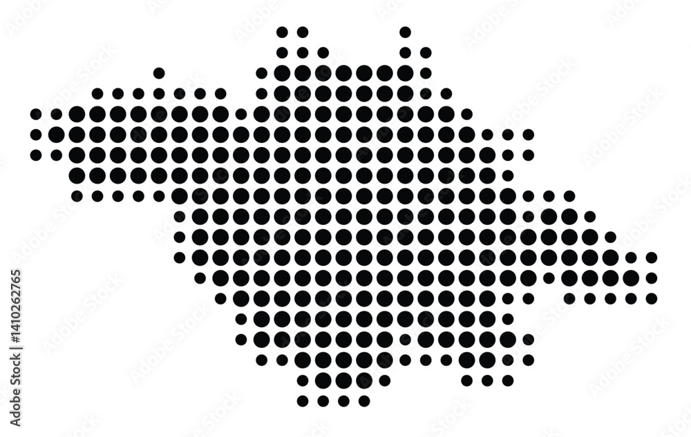 Fototapeta premium Symbol Map of the State Tlaxcala (Mexico) showing the territory with a pattern of black circles