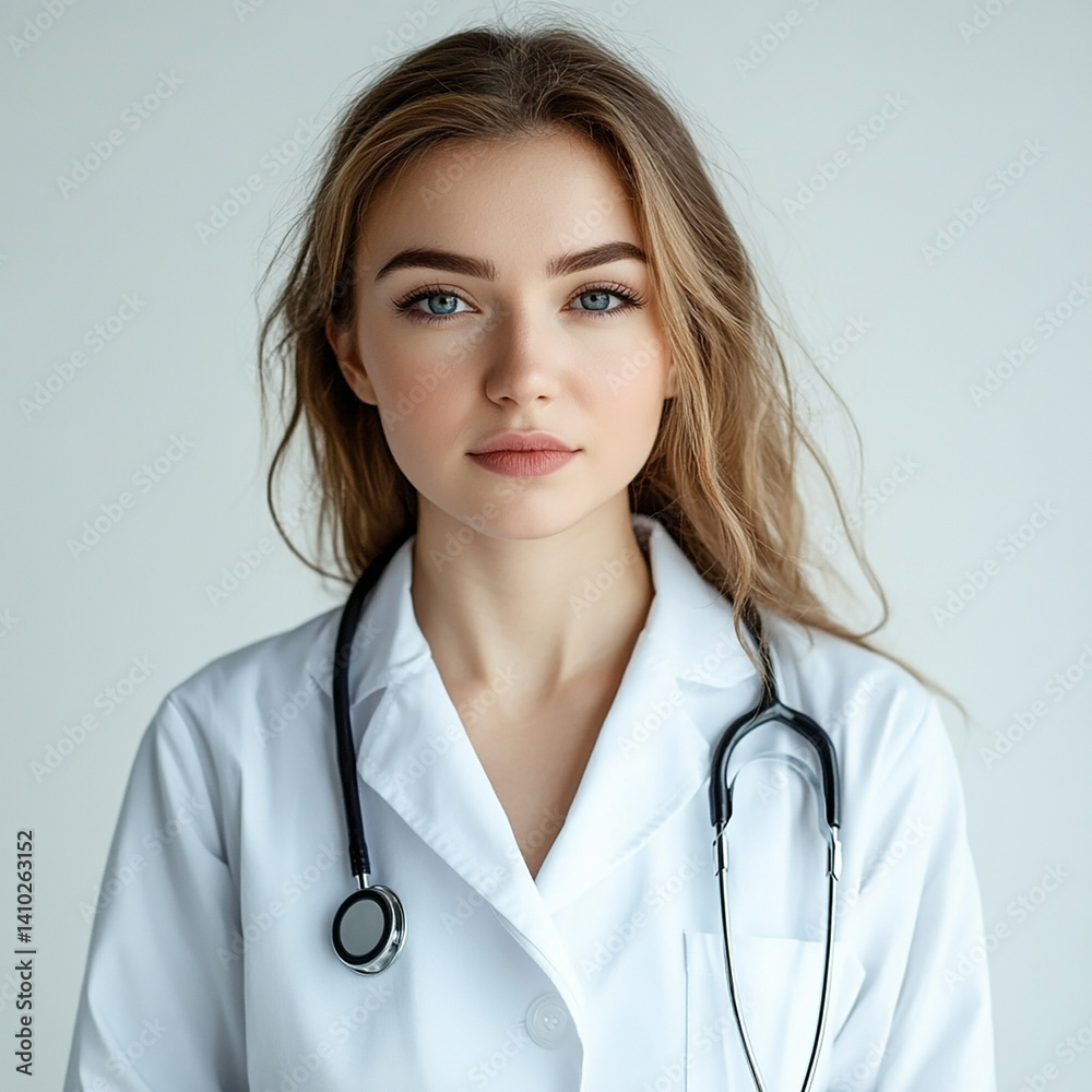 Beautiful nurse close-up, doctor and nurse portrait close-up