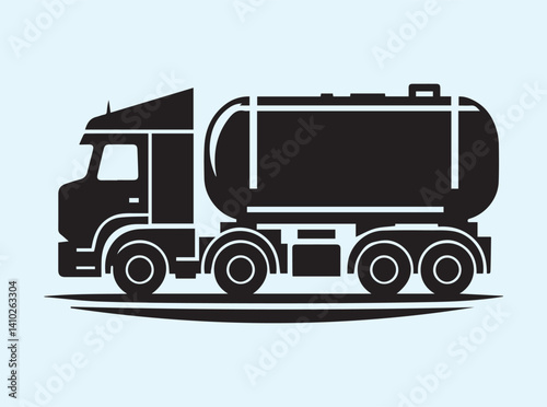 Black Silhouette of Industrial Tanker Truck