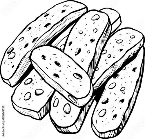 A Hand-Drawn Illustration Of Crispy Delicious Biscotti