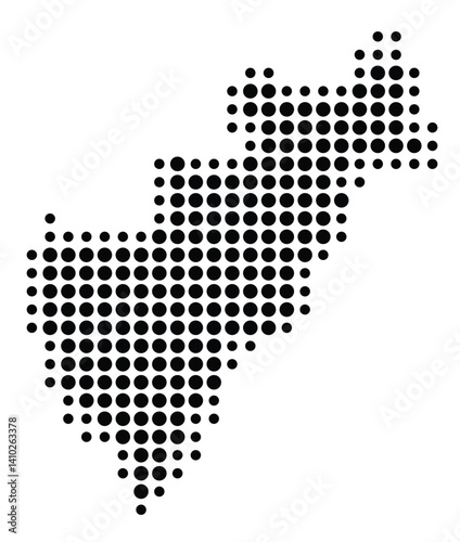 Symbol Map of the State Queretaro (Mexico) showing the territory with a pattern of black circles