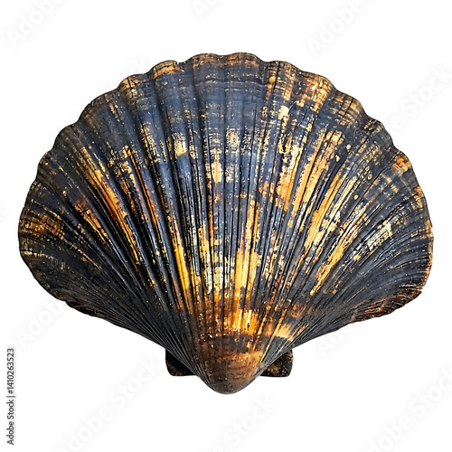 Obraz na płótnie Detailed white seashell with fluted ribbed texture and natural curved shape shown isolated on a transparent background without additional elements or shadow effects w salonie