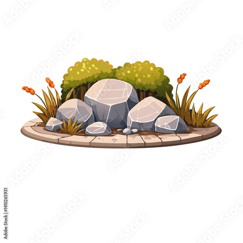 Obraz na płótnie stone garden with plants vector icon design w salonie