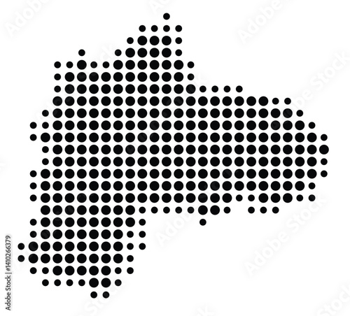 Symbol Map of the County Panevezio (Lithuania) showing the territory with a pattern of black circles
