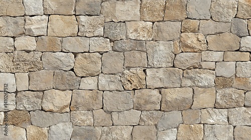 Detailed close-up of a robust and weathered stone wall construction