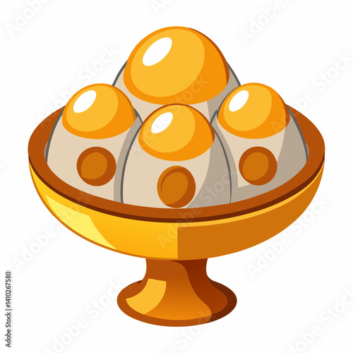 Egg Holder with decorative eggs in a golden bowl