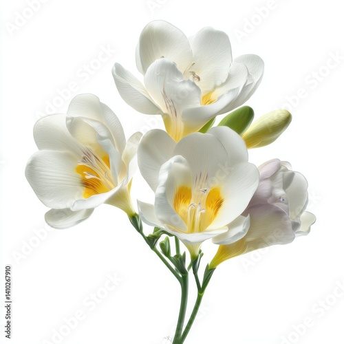 Elegant freesia flower blossom isolated on white background
