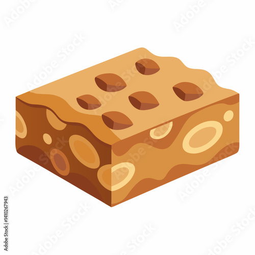 A chocolate bar topped with nuts, showcasing a rich texture and a blend of flavors.