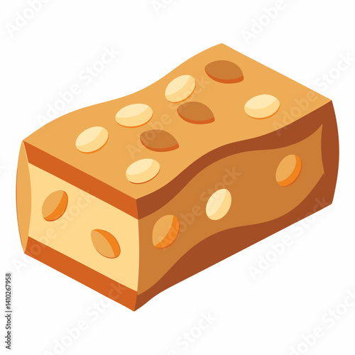 A chocolate bar topped with nuts, showcasing a rich texture and a blend of flavors.