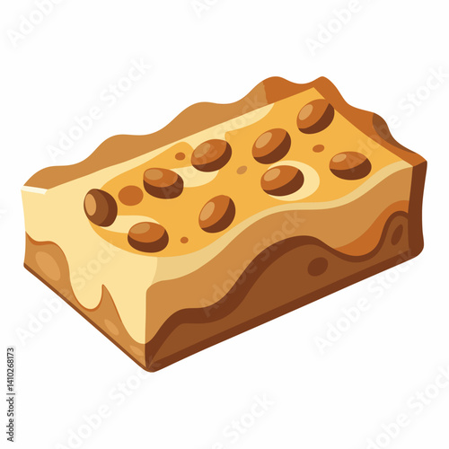 A chocolate bar topped with nuts, showcasing a rich texture and a blend of flavors.